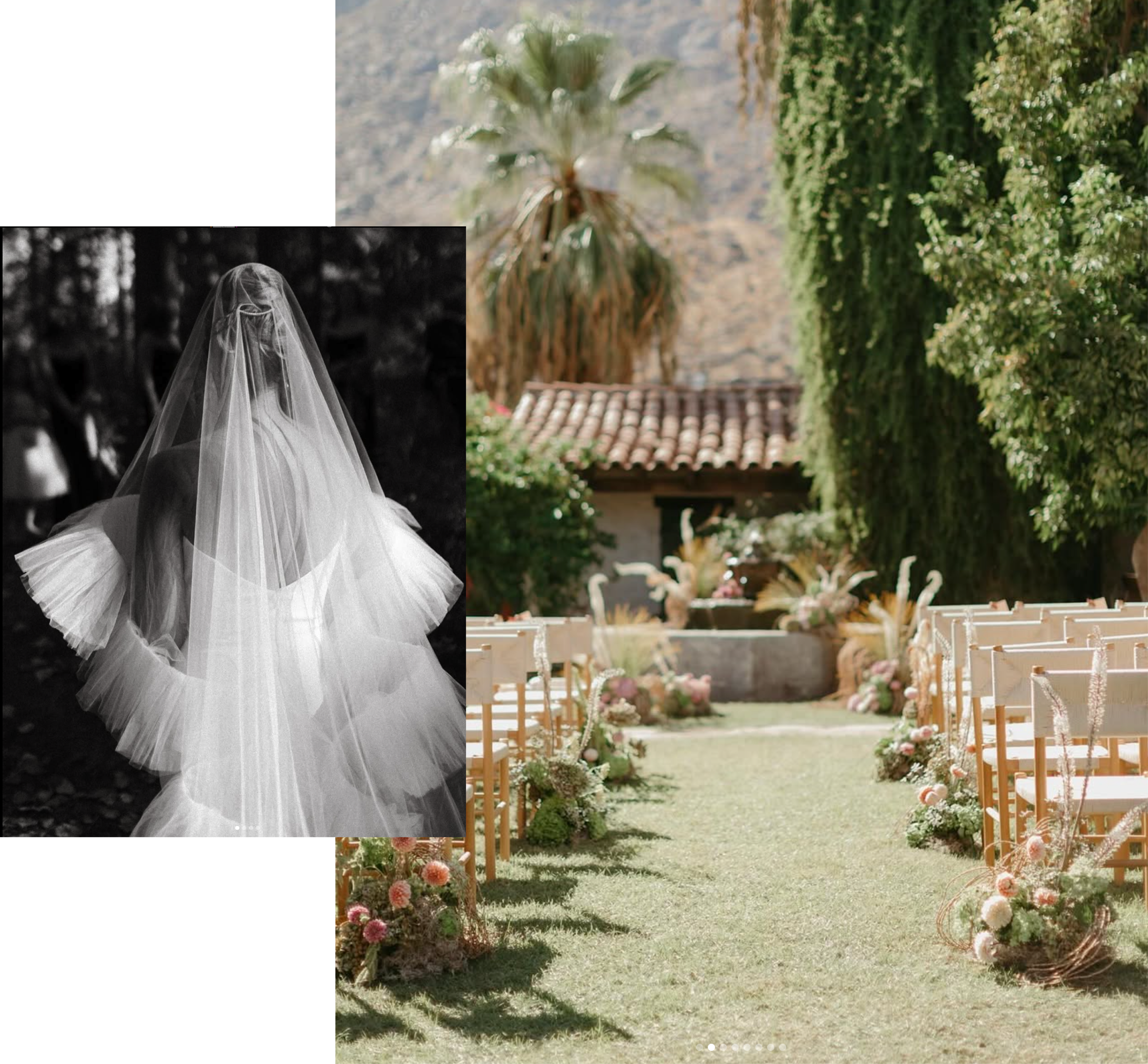 Green isle and black and white bride